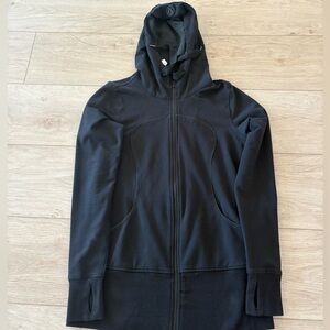Lululemon Scuba Hoodie Womens 12 Black Full Zip Fleece High Neck Sweatshirt